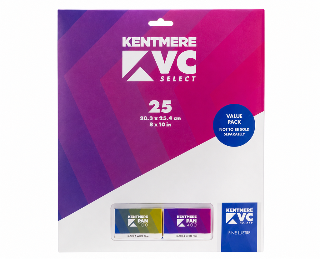 KENTMERE VALUE PACK LUSTRE 20,3 X 25,4 CM/25 FG + 1 KENTMERE 200 135-36 FILM + 1 KENTMERE 400 135-36 FILM