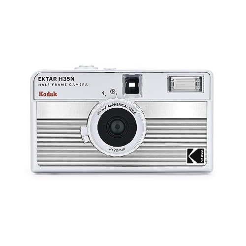 [RK0302] KODAK EKTAR H35N HALF FRAME FILM CAMERA STRIPED SILVER