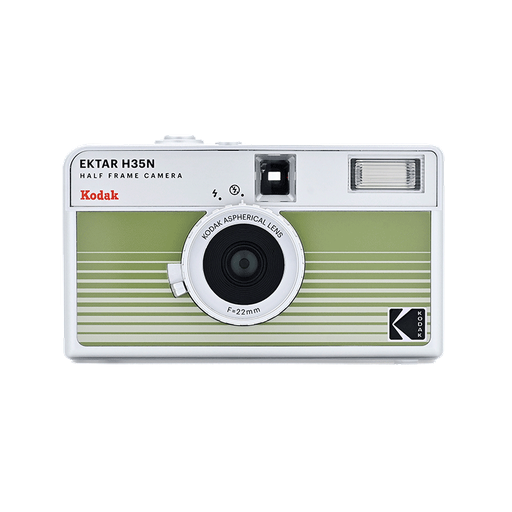 [RK0303] KODAK EKTAR H35N HALF FRAME FILM CAMERA STRIPED GREEN