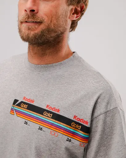 [3263_M] KODAK T-SHIRT GOLD OVERSIZE GREY M